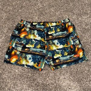 Vintage Y2K Nike Abstract Artistic Print Mesh Lined Swim Trunks Shorts Sz XL 38